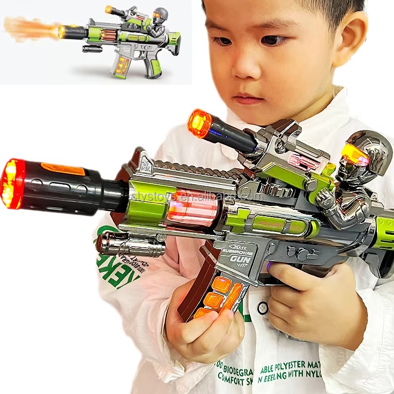 Spray Effect Light-up Toy Gun LED Lights Vibration Toy Guns with Music Sounds